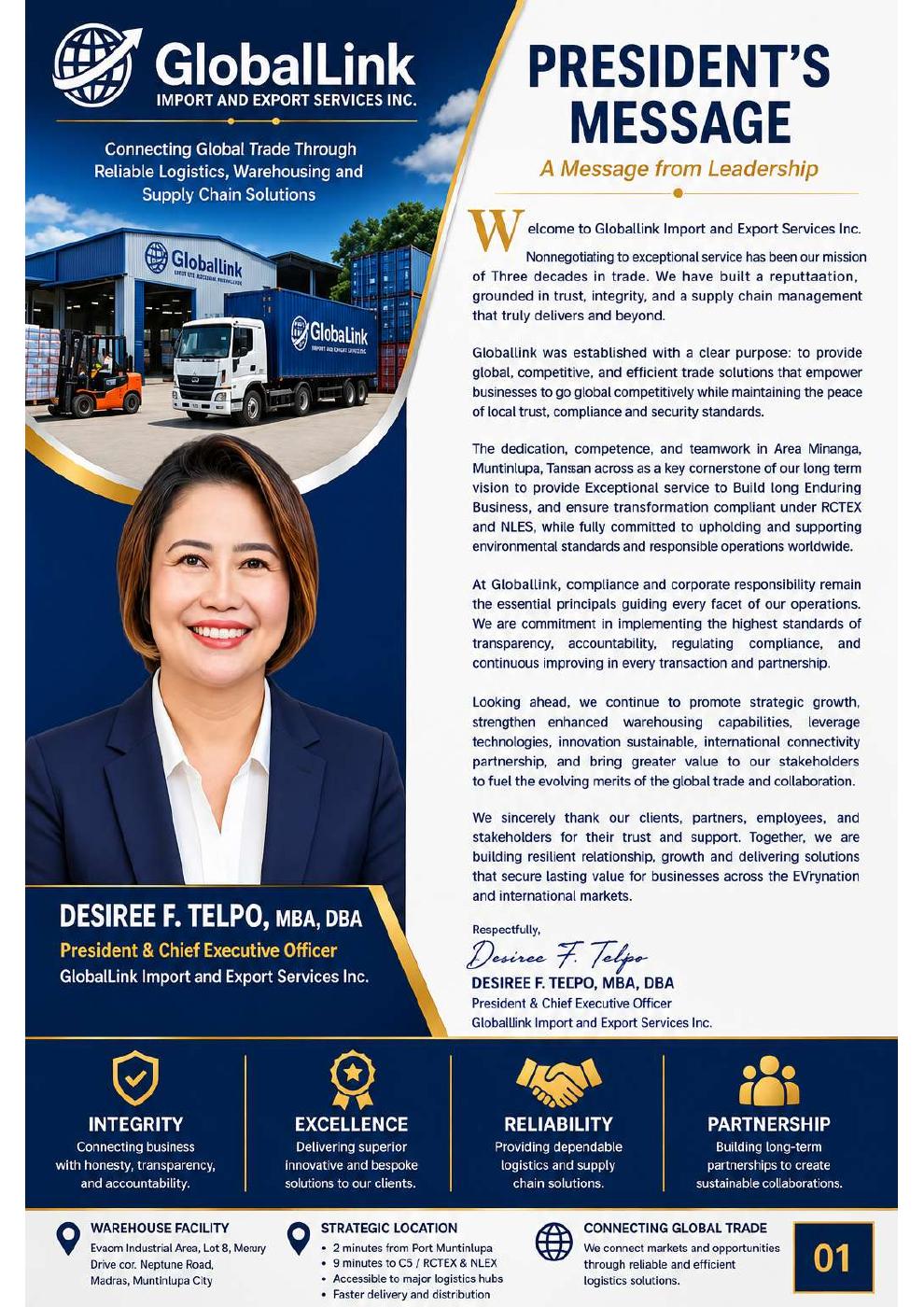 President's message and leadership